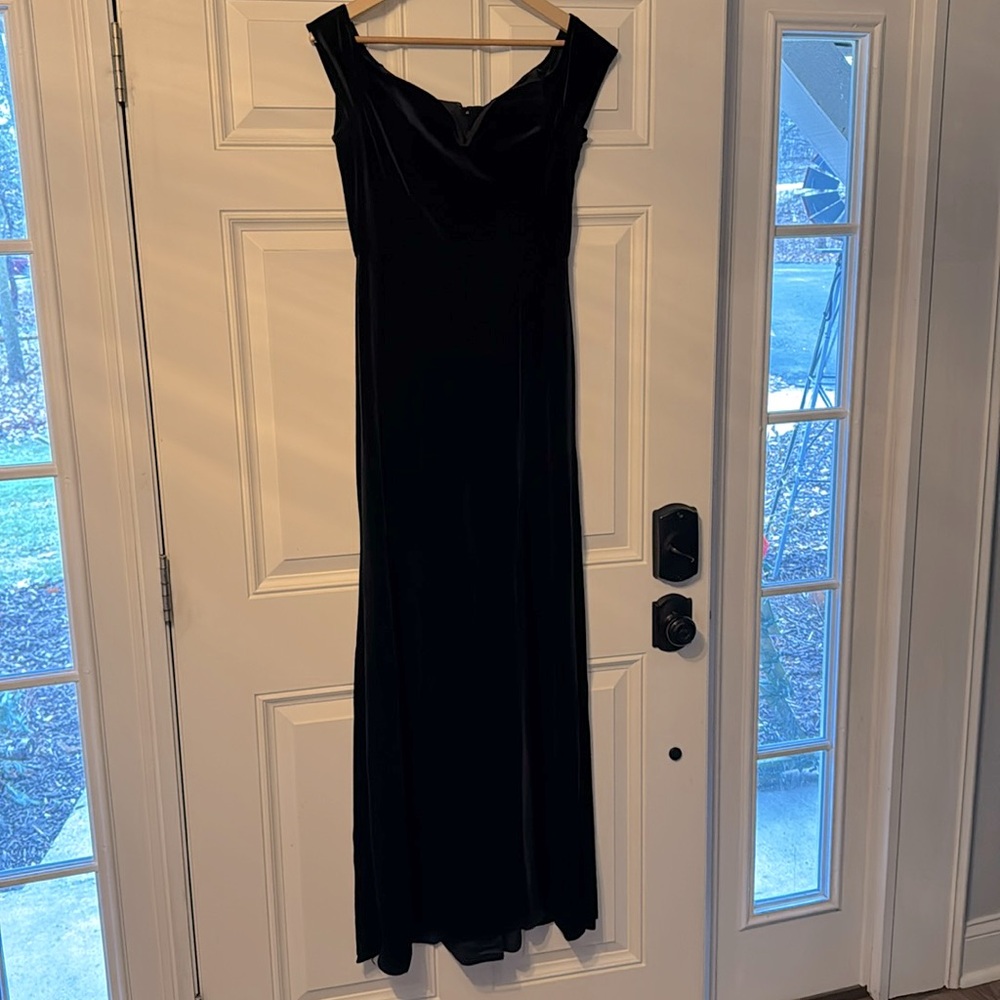 Black velvet floor length dress
